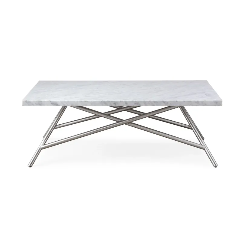 Couchtisch - Carrara-Marmorplatte, Edelstahlbasis, Gehrungskanten – Coral | Modus Furniture International Begrenztes Angebot