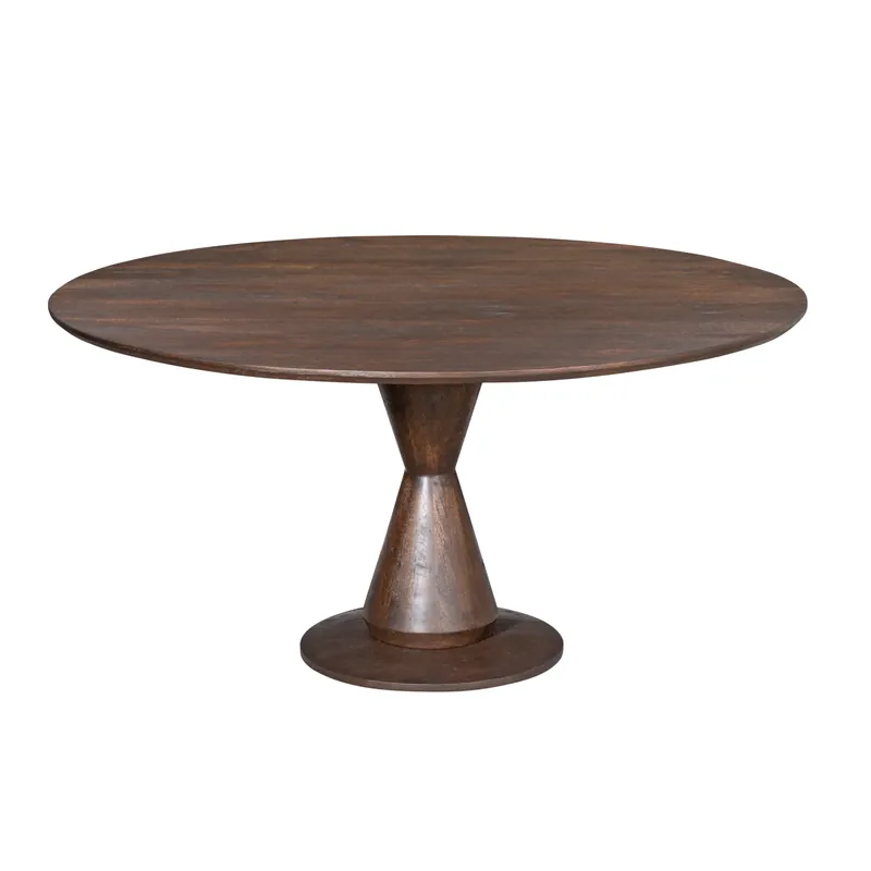 Neue Kollektion Esszimmertisch - Mangoholz Braun, Runde Form, Zentrale Säule, 130 cm – Lima | Starfurn