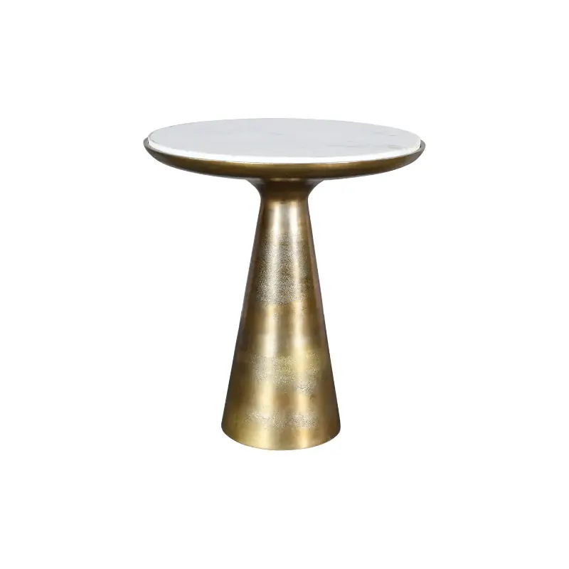 Beistelltisch – Weiß Marmor, Gold Metall, Runde Form, 45 cm – Essy | Starfurn Aktuell