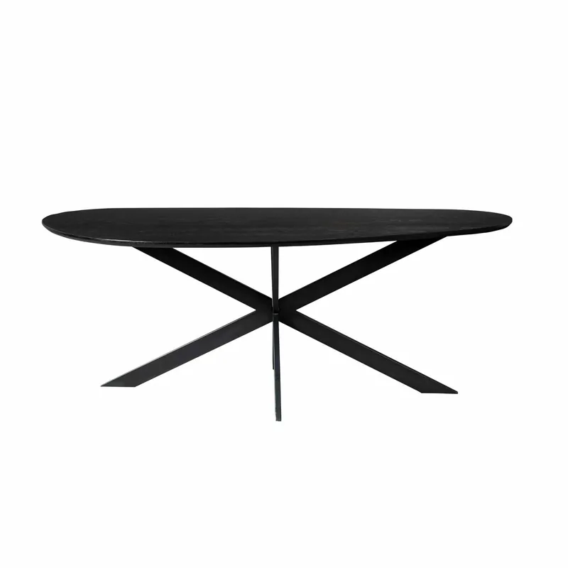 Esszimmertisch - Eichen Platte, Matrix Gestell, Schwarz Metall, 210 cm – Cloud | Starfurn Super-Preis