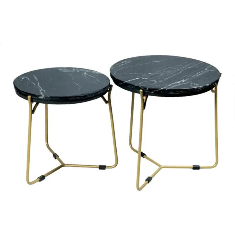 Couchtisch – Schwarze Marmor, Gold Metall, Rundes Nesting – Caly | Starfurn Angebot