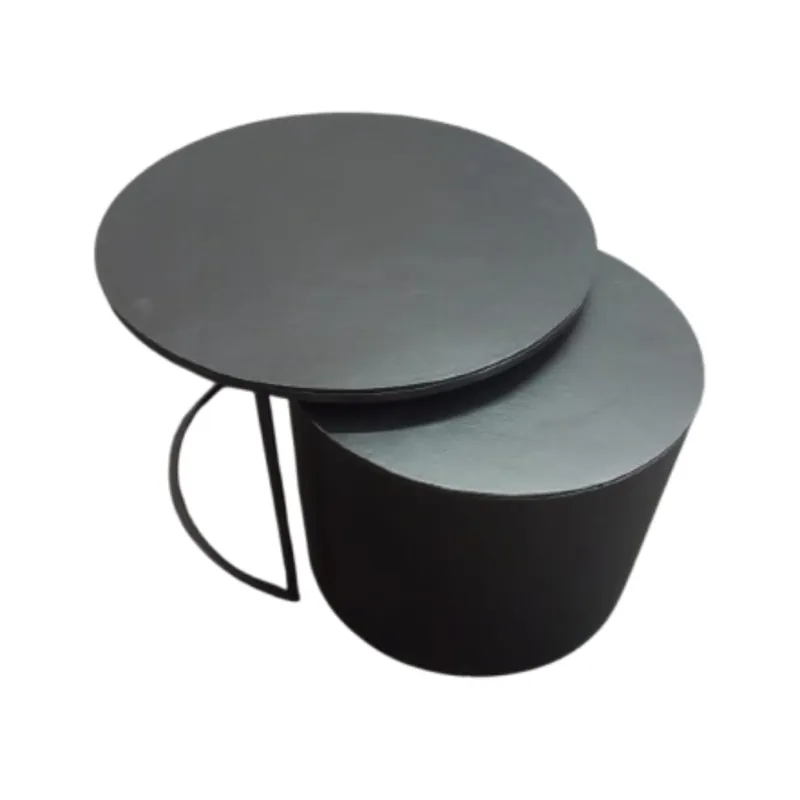 Neuheit Couchtisch – Schwarz Aluminium, Runde Form, Zweier Set – Luna | Starfurn