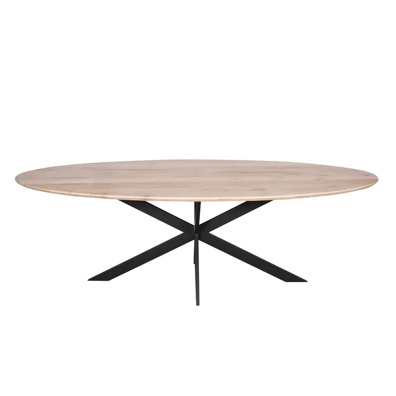 Must-Have Esszimmertisch - Eiche Natur, Metallgestell, Oval Form, 210 cm – Ferris | Starfurn