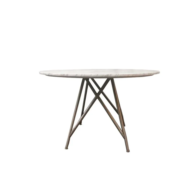 Esszimmertisch - Carrara-Marmorplatte, Gebürstete Edelstahlbasis, Gehrungskanten – Coral | Modus Furniture International Neue Ware