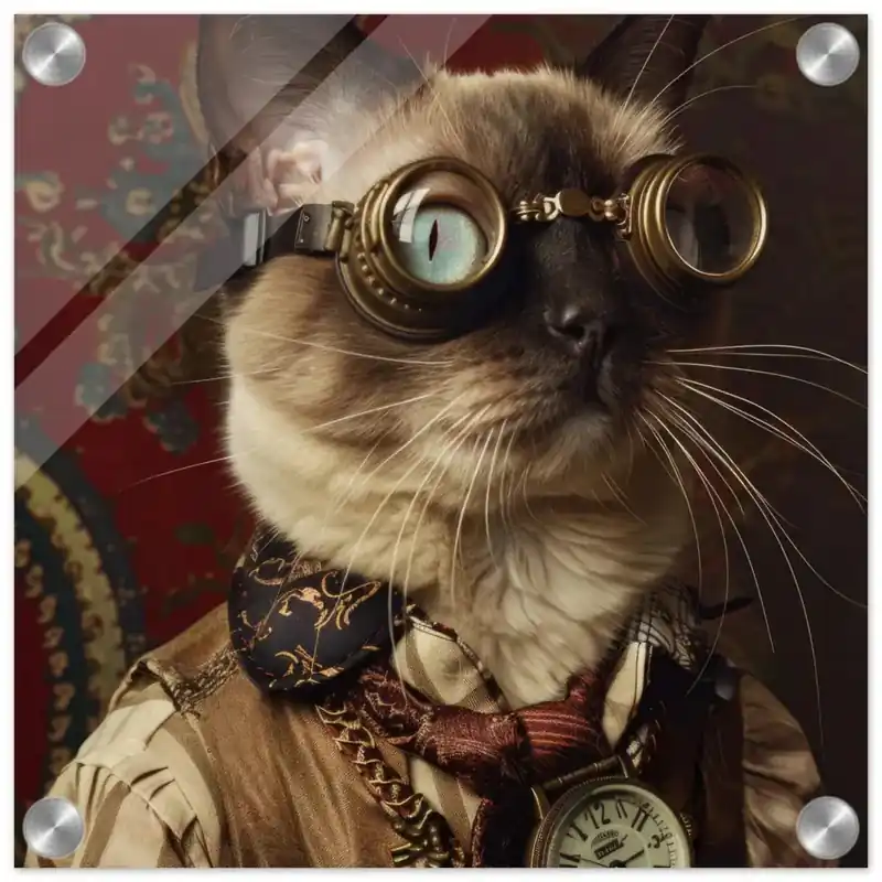Schoolposter - Tonkinese Katze, Steampunk-Outfit, Plexiglasdruck | St Tropez Art Jetzt Kaufen