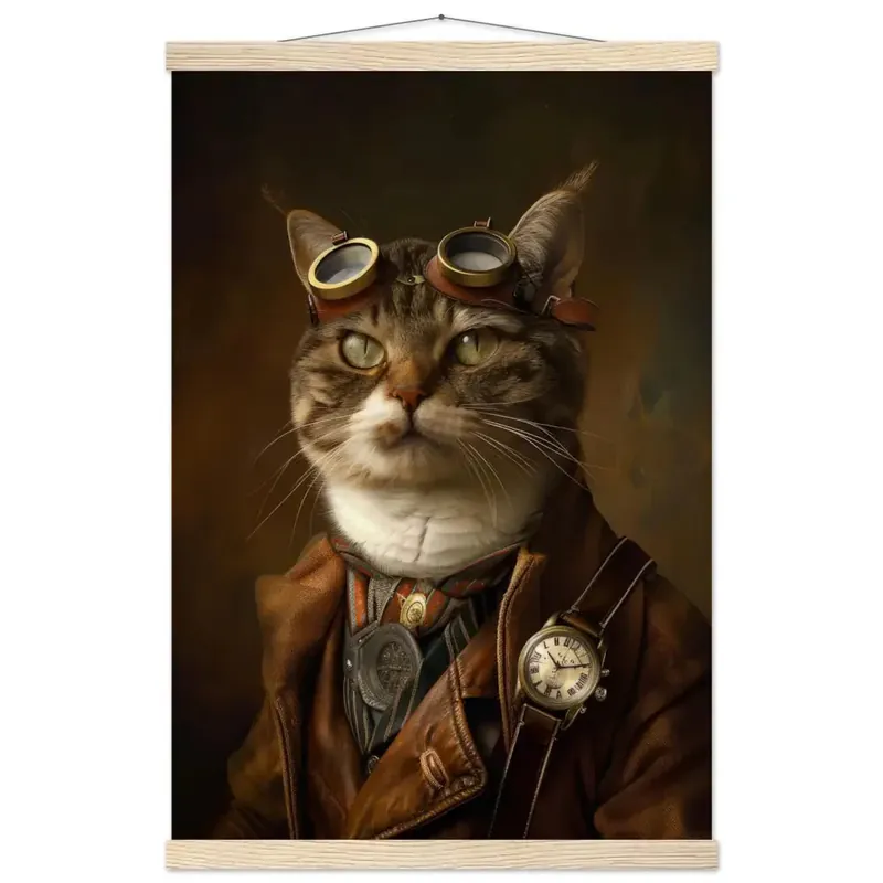 Schulposter - Aztekenkatze-Motiv, mattes FSC-zertifiziertes Papier, Magnet-Holzleisten aus Kiefernholz, magnetische Holzdübel oben & unten | St Tropez Art Top-Angebot