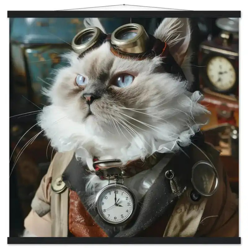 Top-Seller Schulposter – LaPerm Katze, Muster-Jacke, Steampunk-Brille | St Tropez Art