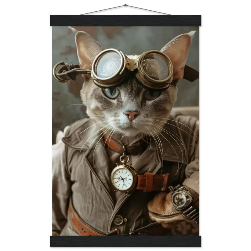 Schulposter – Singapura Katze, Steampunk-Outfit, Brille | St Tropez Art Jetzt Kaufen