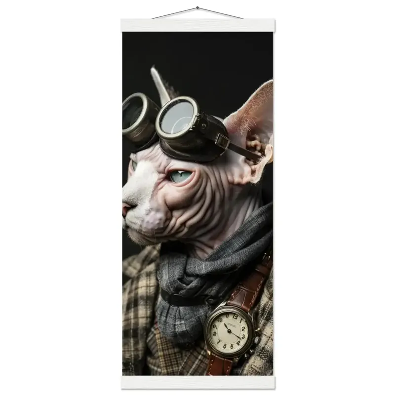 Preisknaller Schulposter – Sphynx Katze, Steampunk-Outfit, Karierte Jacke | St Tropez Art