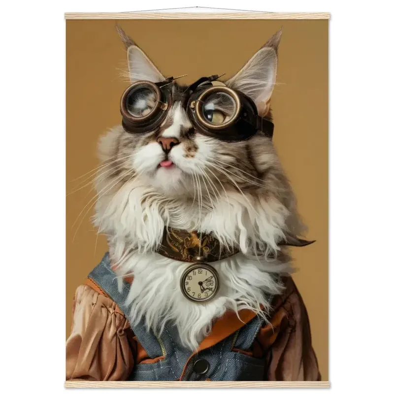 Schulposter – Maine-Coon-Katze, Steampunk-Outfit, Brille | St Tropez Art Neue Ware