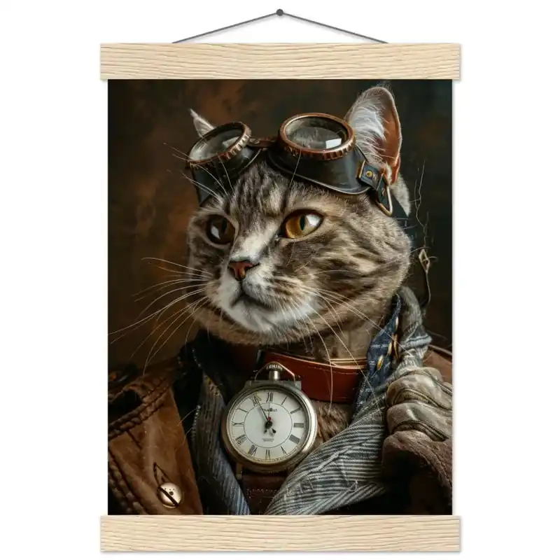 Neue Kollektion Schulposter – Chausie Katze, Steampunk-Outfit, Brille | St Tropez Art