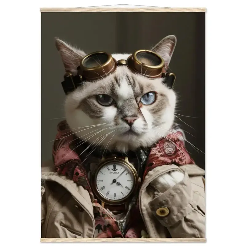 Schulposter – Singapura Katze, Steampunk-Outfit, Brille | St Tropez Art Meistverkauft