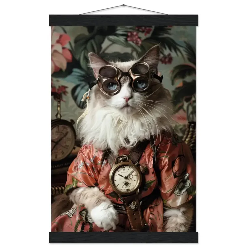 Mega-Angebot Schulposter – Balinesische Katze, Steampunk-Outfit, antike Taschenuhr | St Tropez Art