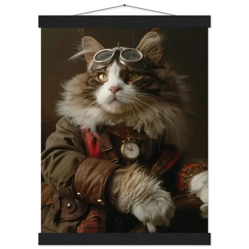 Schulposter – Türkisch Van Katze, Steampunk-Outfit, Retro-Brille | St Tropez Art Schnäppchen