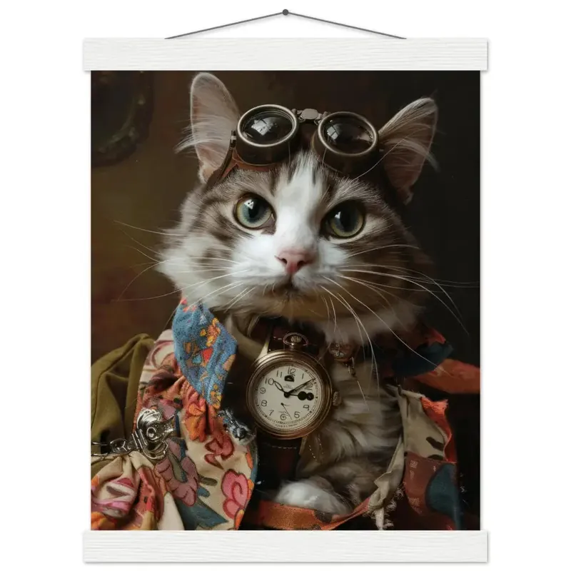 Aktuell Schulposter - Manx Steampunk-Illustration magnetische Kiefernholzleisten mattes schweres Papier | St Tropez Art
