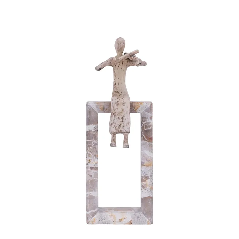 Garantierte Lieferung Statue – Geigen Design, Aluminium Material, Beige, Marmor Basis – Aleria | PTMD