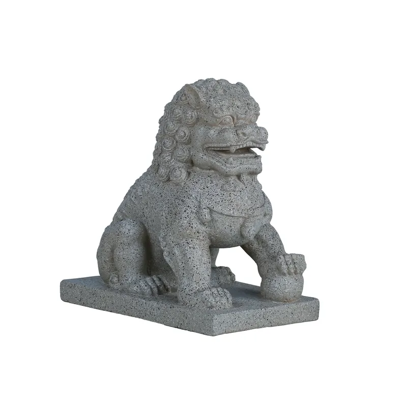 Statue – Chinesisches Löwen Design, GRC Material, Sandfarbe, S – Lionel | PTMD Direkt Vom Hersteller