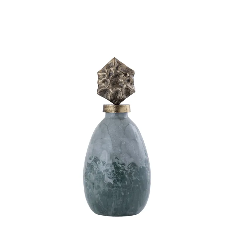 Sale Statue - grüner Glaskörper, Messingdeckel, kompakte Silhouette – Cherisee | PTMD