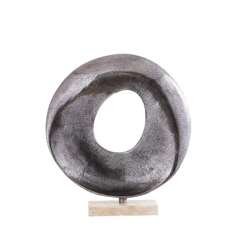 Statue – Offenes Design, Runde Form, Aluminium Material, Silber, XL – Daweson | PTMD Expressversand