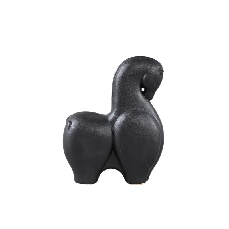 Statue - Steinzeug, Pferdekopf-Design, niedrige Form, Schwarz – Honore | PTMD Letzte Chance