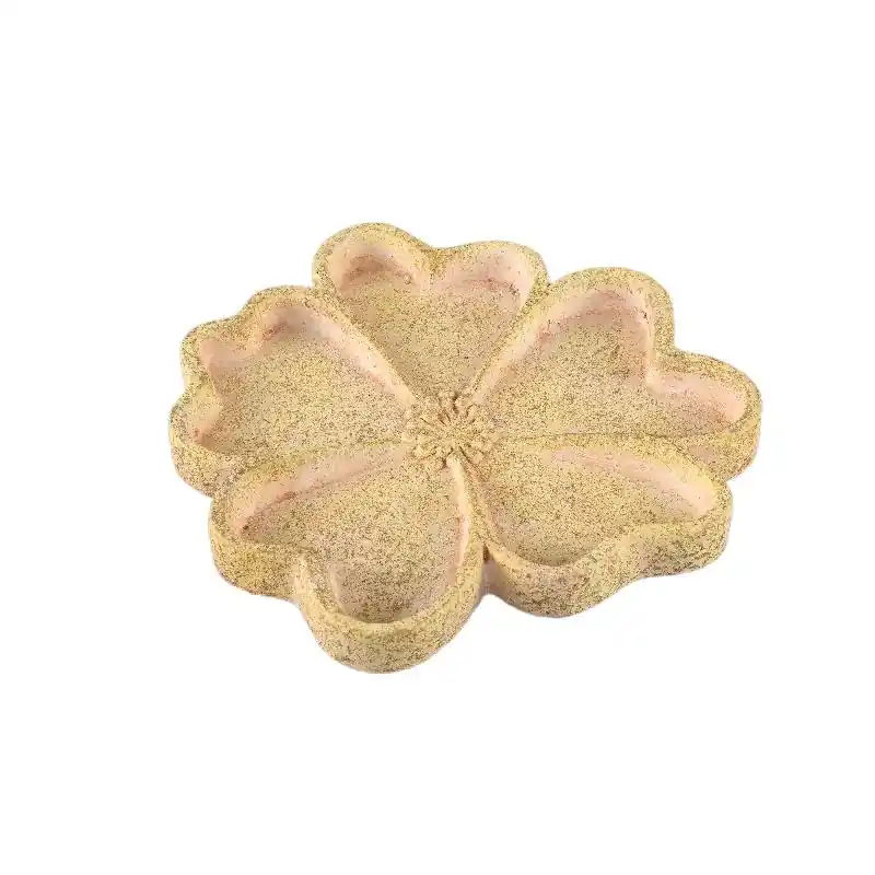 Teller - Zement, Blumenform, Relief-Design, Gelb, matte Oberfläche – Alyzza | PTMD Preisreduziert