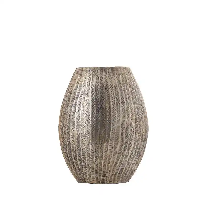 Bestpreis Topf – Geripptes Design, Ovale Form, Aluminium Material, Gold, Hoch, S – Jowad | PTMD