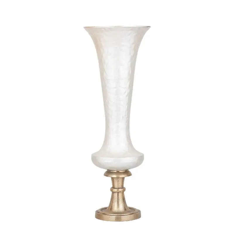 Vase - Aluminiumguss, Luxus-Emaille-Finish, rund, Weiß, L – Lysse | PTMD Wochenendangebot