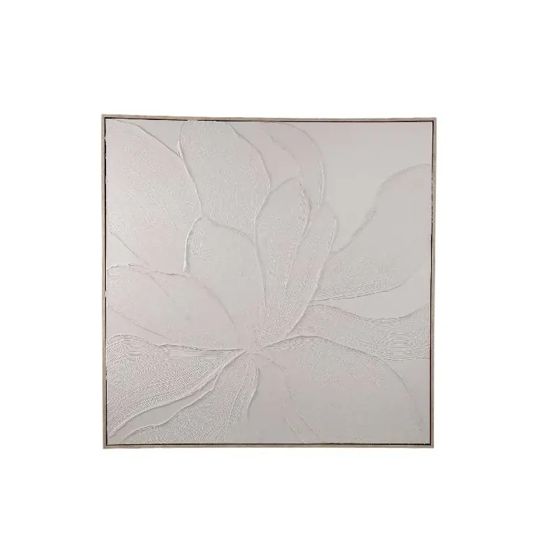 Rabatt Wandpaneel – Blumen Design, Quadratische Form, Leinwand Material, Creme, B – Florise | PTMD