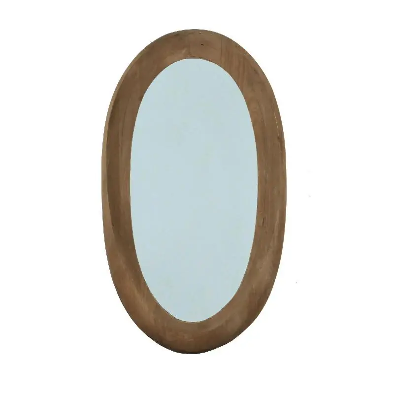 Wandspiegel aus Mangoholz mit ovaler Form, massivem Rahmen und Braun-Finish, L – Noam | PTMD Begrenztes Angebot