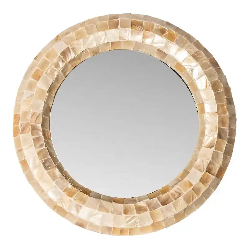 Spiegel – Schalendesign, Runde Form, Kunststoff Material, Creme, S – Chelsae | PTMD Bestseller