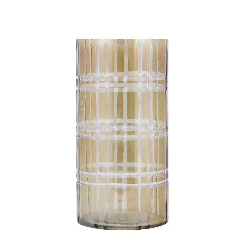 Expressversand Windlicht – Streifen Design, Runde Form, Glas Material, Grün, L – Divit | PTMD