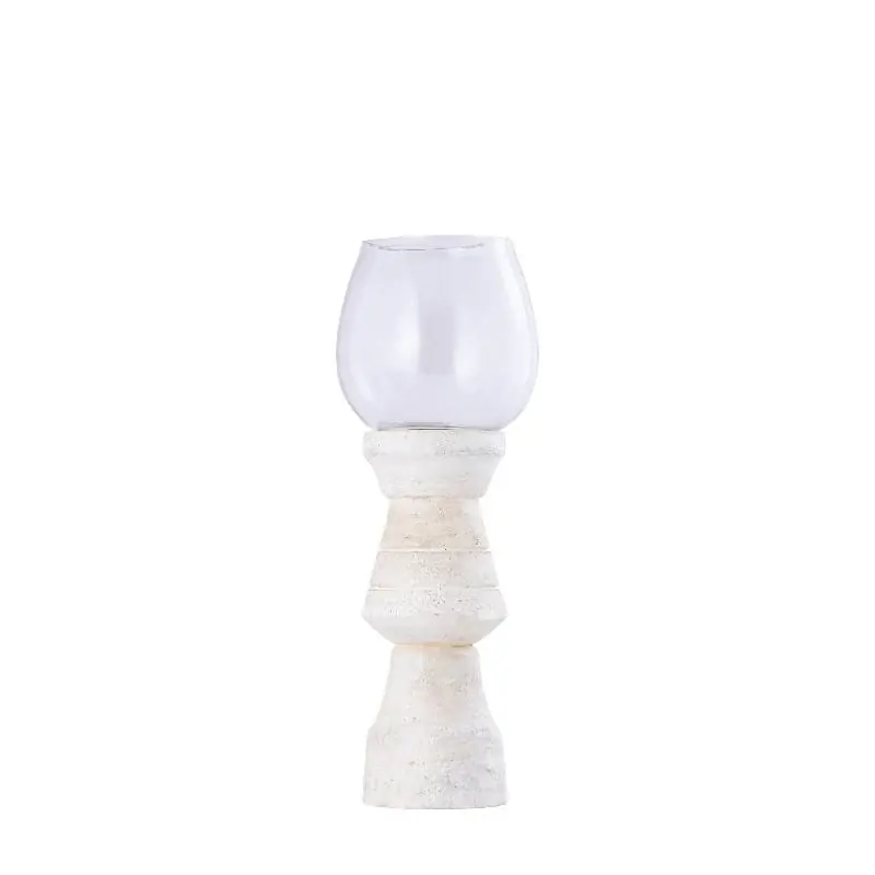 Windlicht – Modernes Design, Quadratische Form, Mangoholz Glas Material, Creme, L – Qez | PTMD Schneller Versand
