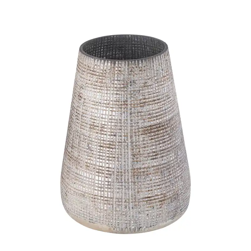 Heißes Angebot Windlicht – Muster Design, Runde Form, Glas Material, Creme, L – Damin | PTMD