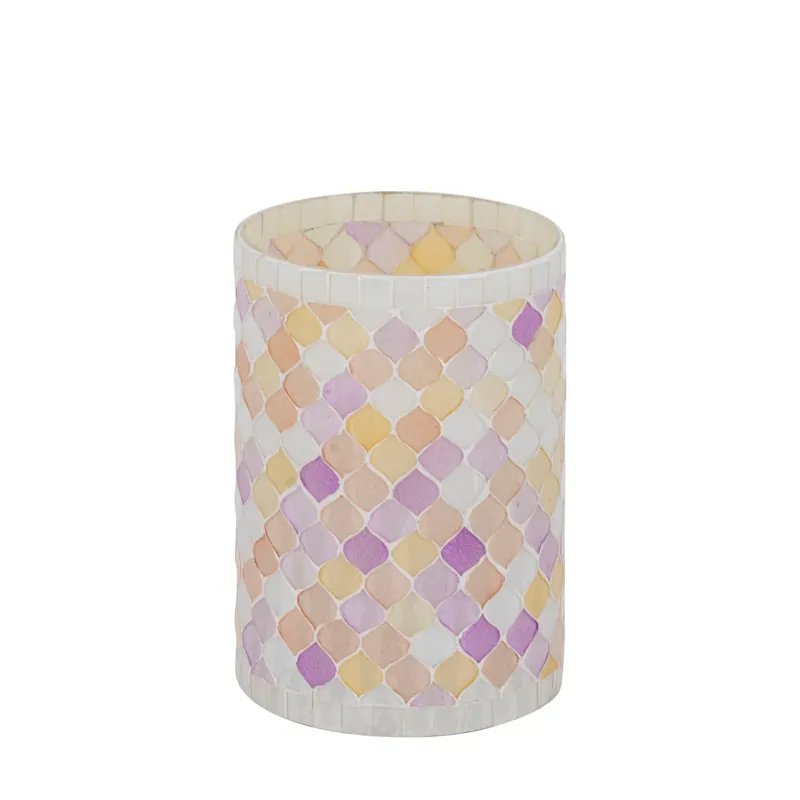 Windlicht – Glas Material, Hellrosa Ton, Mosaik Design, M – Zadie | PTMD Expressversand