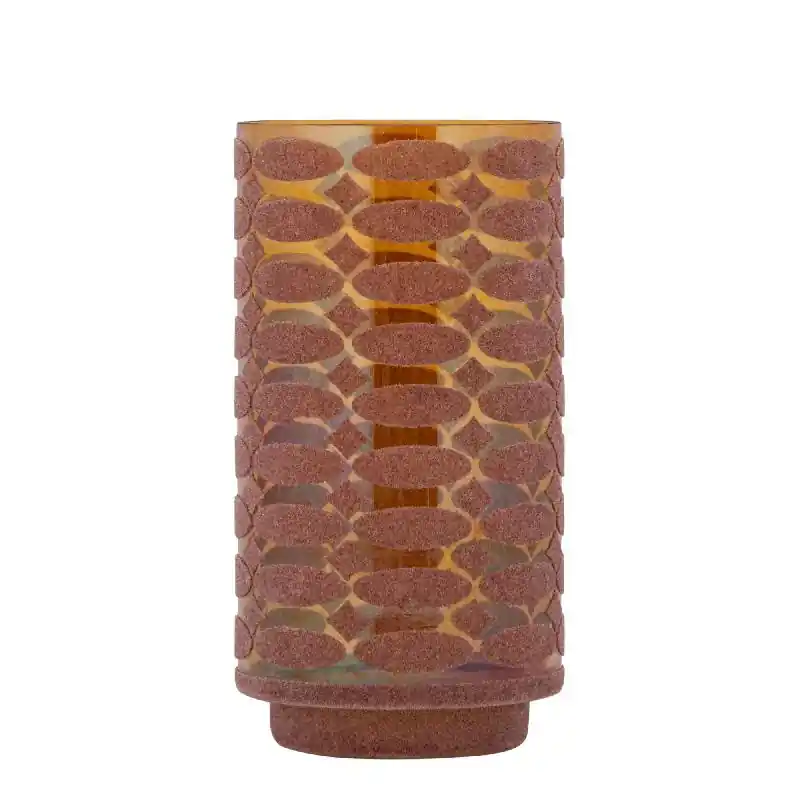 Windlicht – Beflocktes Design, Motiv Muster, Glasmaterial, Rosa – Nadara | PTMD Schnäppchen