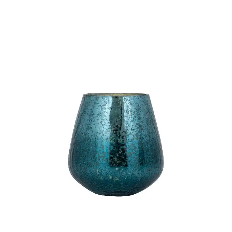 Bestpreis Teelichthalter – Crackle Design, Bollenform, Glasmaterial, Türkis – Mayna | PTMD