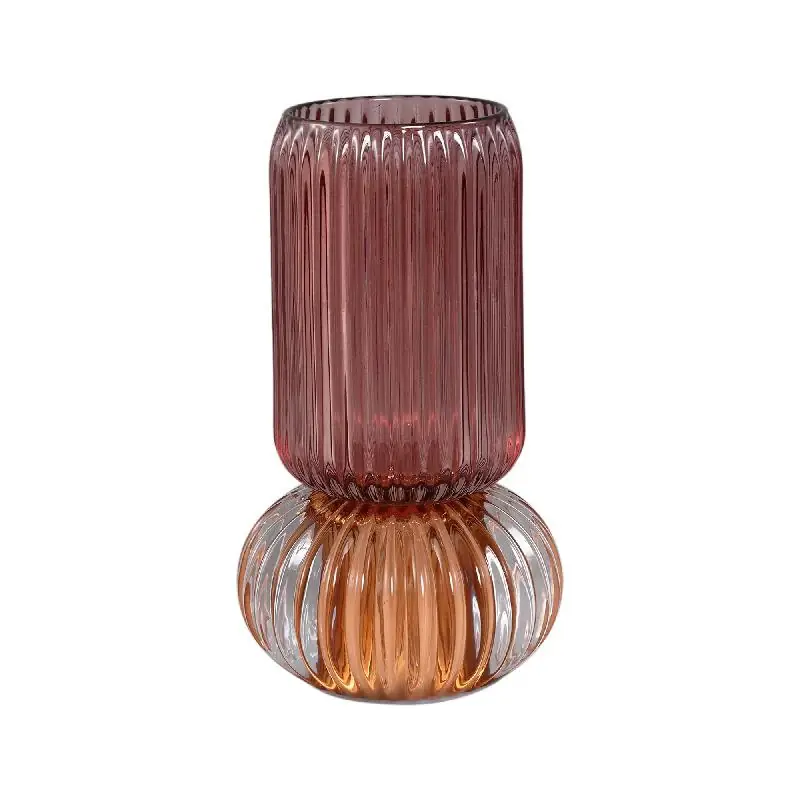 Beliebt LED-Leuchte – Geripptes Glas, Rundes Design, Dunkelrosa Farbe – Yannah | PTMD