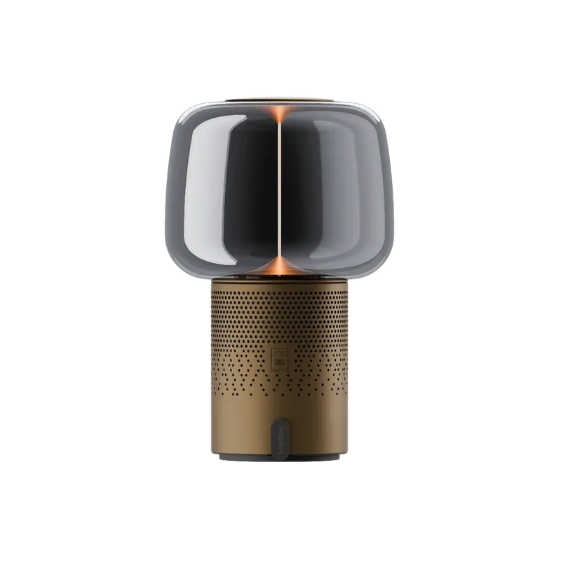 Zertifiziert Lautsprecherleuchte aus pulverbeschichtetem Stahl mit handgefertigtem Glasschirm und Filament-LED – Serena PLAY | Kooduu