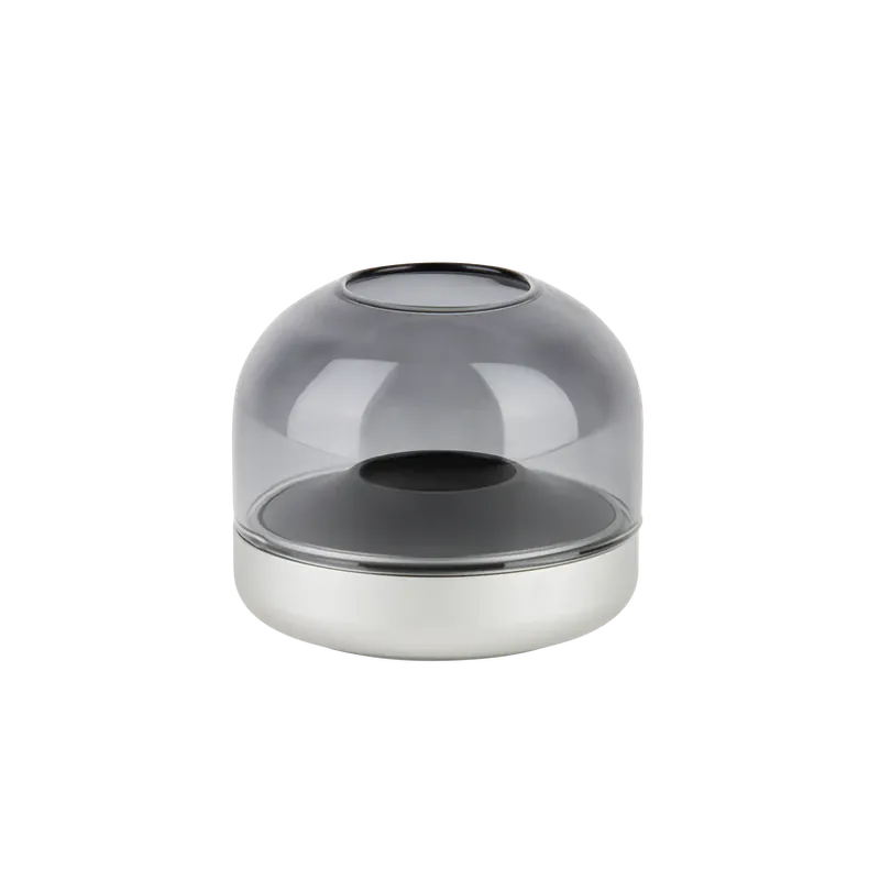Kerzenhalter aus eloxiertem Aluminium mit gebürstetem Ring und Glasaufsatz – Glow 08 | Kooduu Markenprodukt