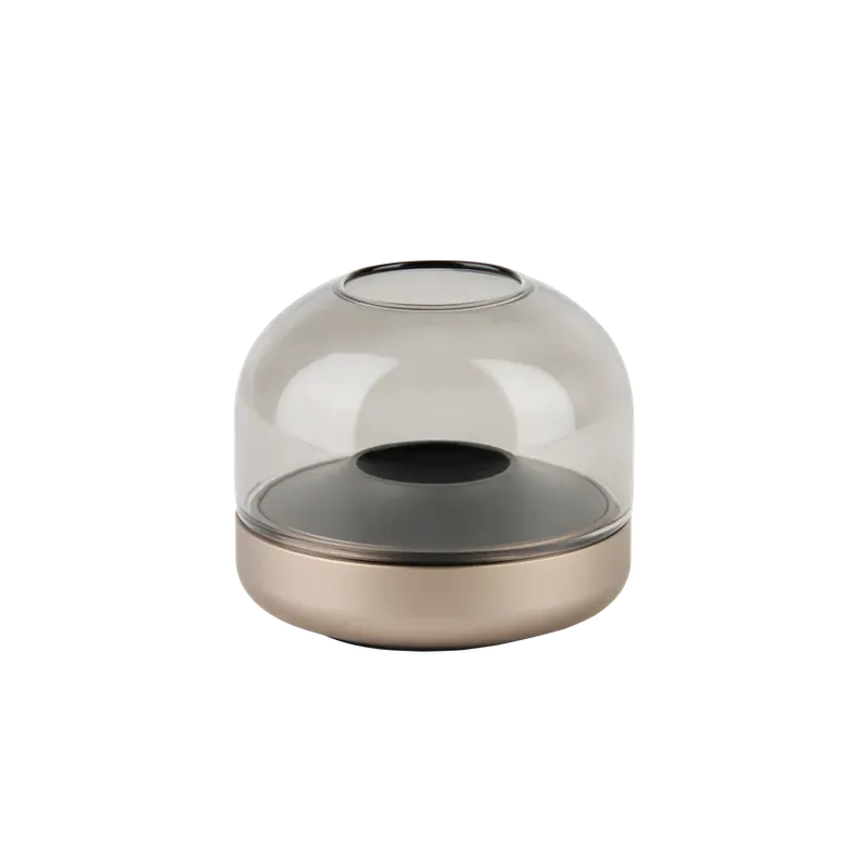 Kerzenhalter aus Glas und Aluminium mit modernem Design und LED-Kerzen-Kompatibilität, Sepia – Glow 08 | Kooduu Sale