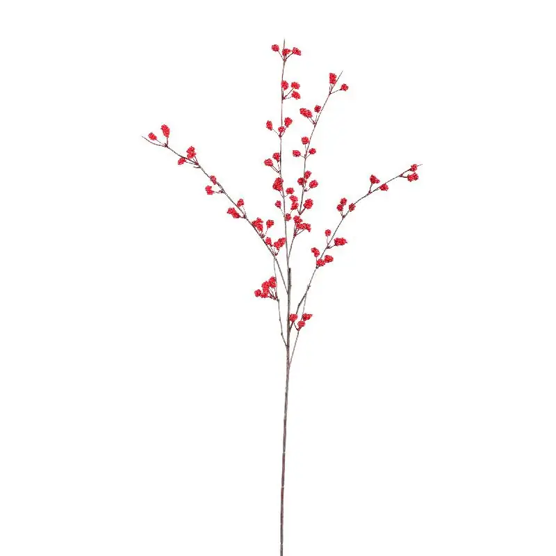 Kunstzweig – Rote Beeren, Metallkern Struktur, Kunststoff Material | PTMD Online Kaufen