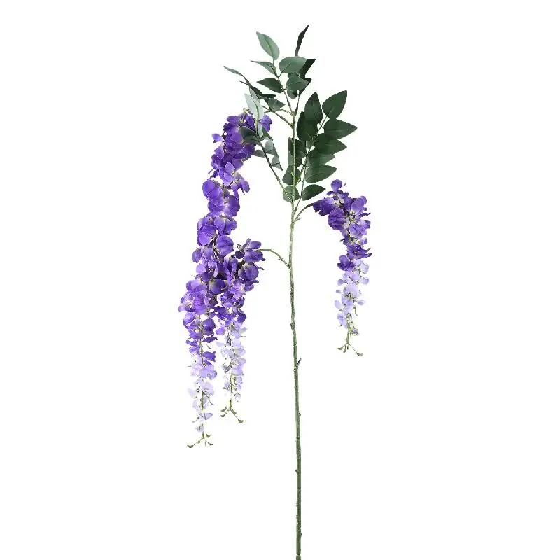 Gartenblume – violetter Glyzinienzweig mit Blättern aus Polyester | PTMD Echt