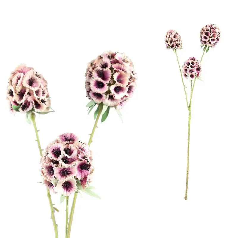 Gartenblume - Rosa Scabiosa Spray, Polyester, Halbhändig gefertigt | PTMD Preiswert