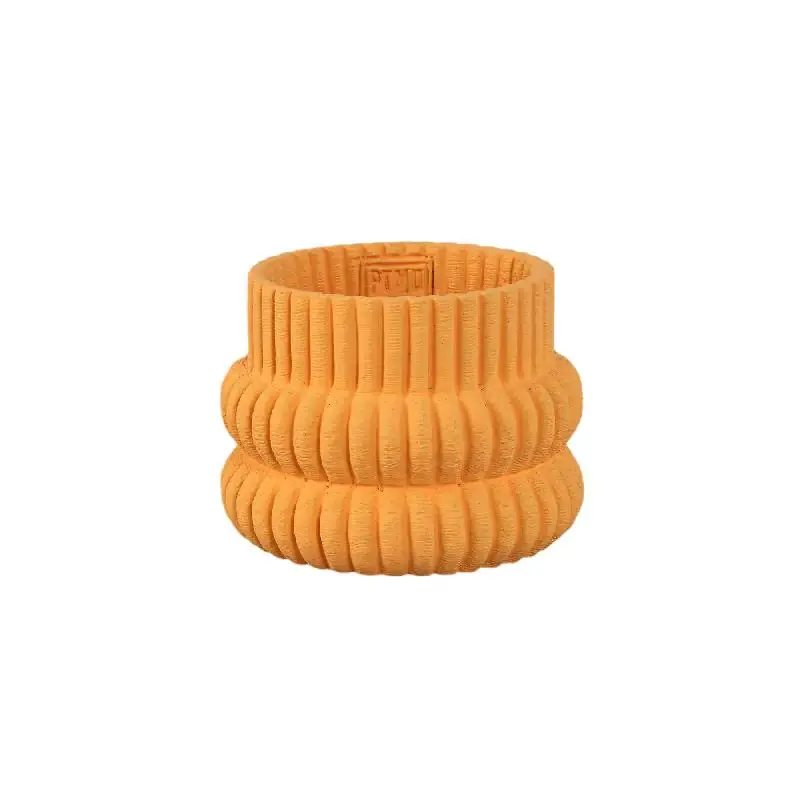 Nur Für Kurze Zeit Blumentopf – Runde Form, Zement Material, Gerippte Struktur, Orange Oberfläche, S – Lucas | PTMD