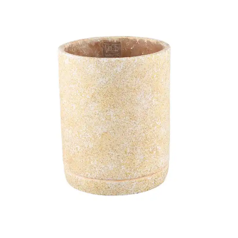 Blumentopf - Runder Zement, Terrazzo-Muster, Gelb, L – Asten | PTMD Super-Preis