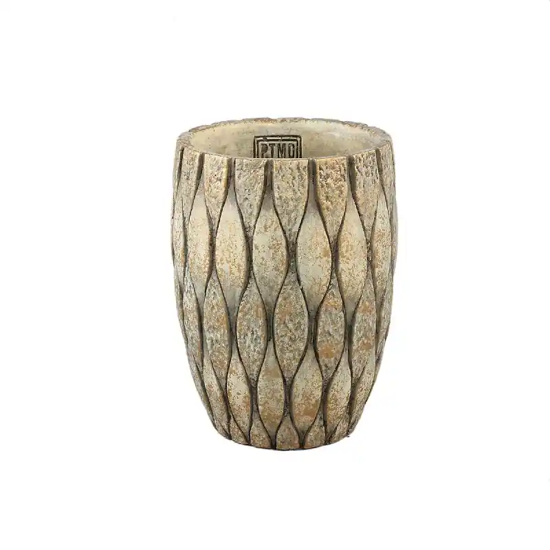 Billig Blumentopf – Runde Form, Gemischte Struktur, Taupe Oberfläche, Zement Material, L – Joedi | PTMD