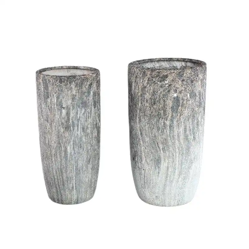 Abverkauf Blumentopf – Graue Oberfläche, Marmoroptik Design, Keramik Material, Hoch – Miah | PTMD