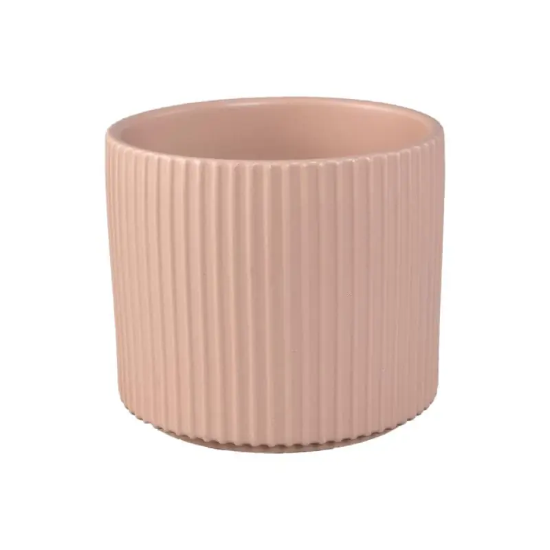 Ausverkauf Topf – Rund Form, Gerippt Design, Creme Matt, XL - Renaud | PTMD