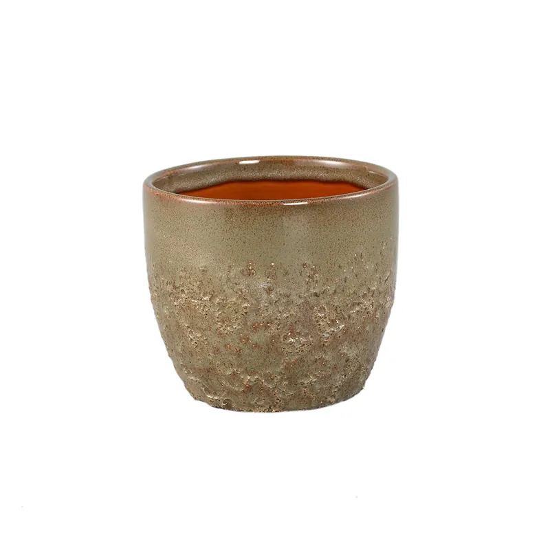 Preis Gesenkt Blumentopf - Keramik, Runde Form, Bauchige Form, Grün, S - Harper | PTMD