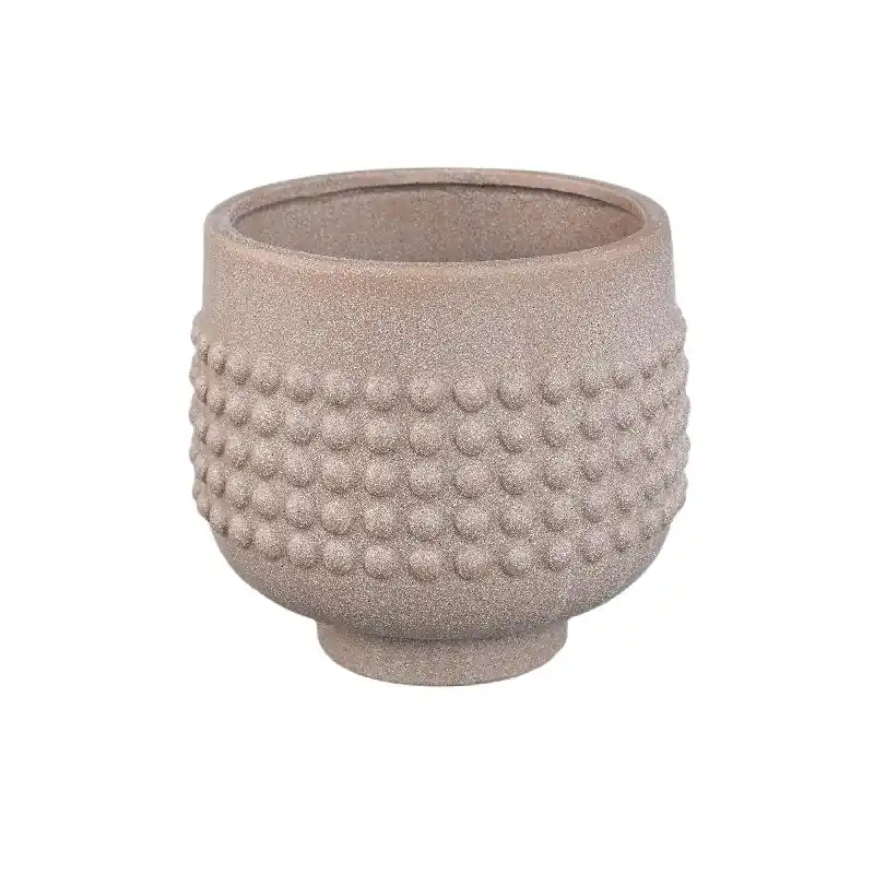 Blumentopf - Porzellan-Keramik, Gepunktetes Zentrum, Sockeldesign, Beige, XL - Clarece | PTMD Neue Ware
